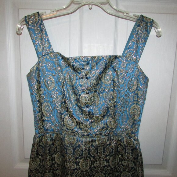Vintage Gold Brocade Gown - XS, Small - Picture 3 of 14